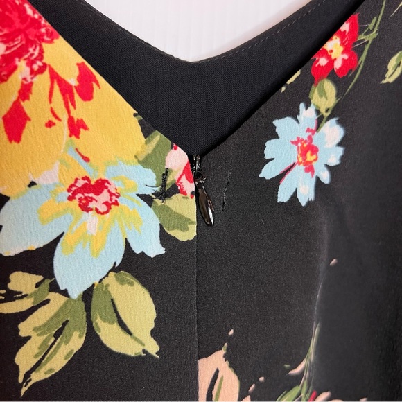 LULU'S Go Fleur a Twirl Black Floral Print Handkerchief Midi Dress. Size Small - Picture 8 of 11